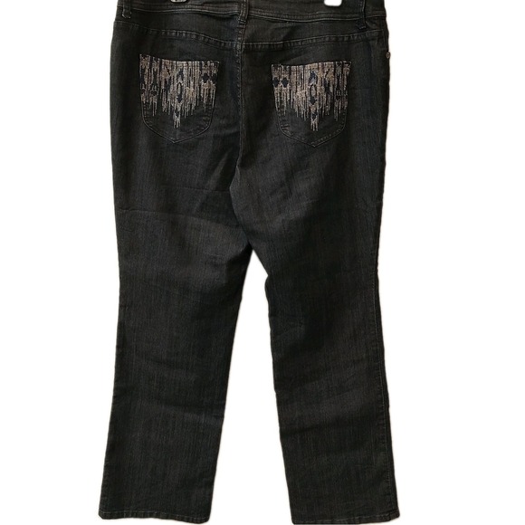 Chico's Denim - Chico's Denim Embroidered Wide Leg Jeans Size 2.5 US 14 High Waist Stretch
